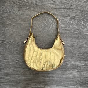 Gold mcbling crocodile embossed faux